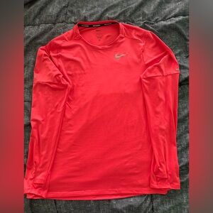 Nike Long-Sleeve Dri-FIT Performance Runnning Shirt - Coral Men’s Small